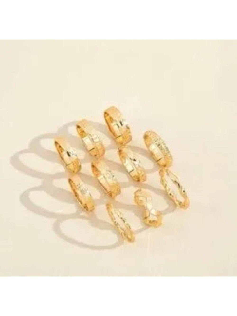 Gold 10pc Textured Midi Ring Set - Picture 2 of 2